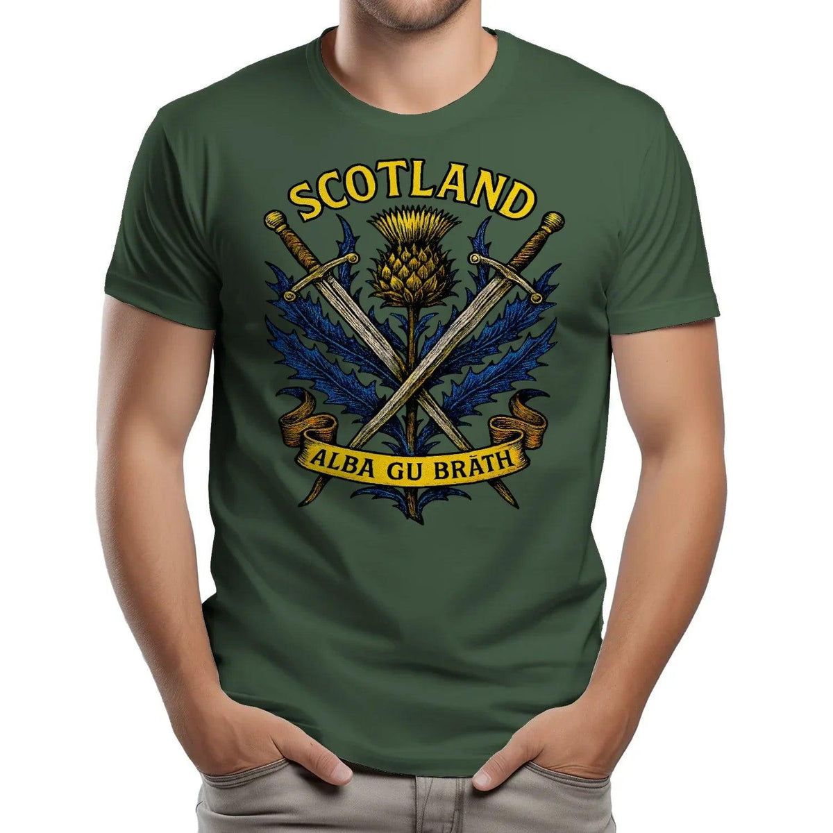Scottish T-Shirt - Warrior Spirit Swords and Thistle - Celtic Wolfwear