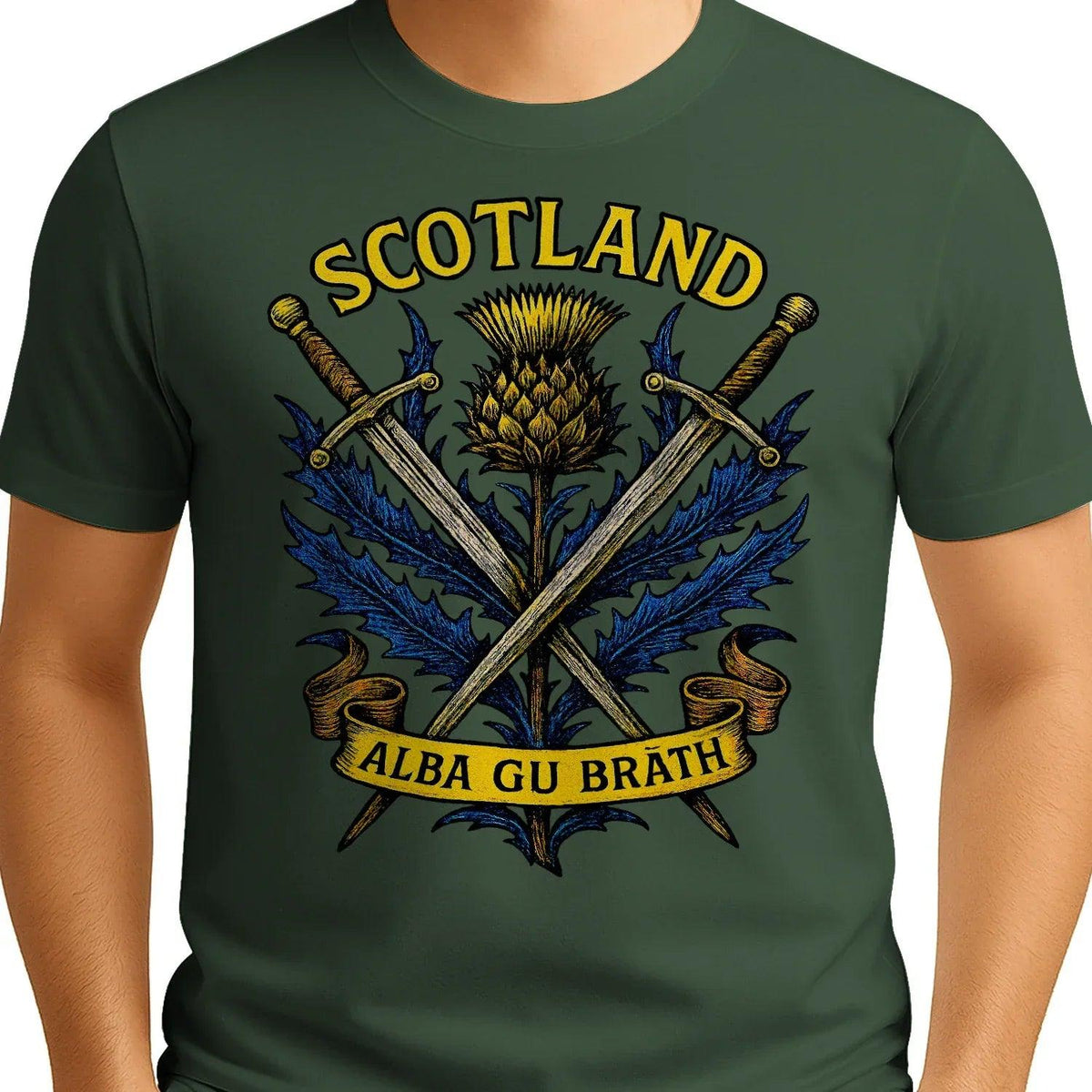 Scottish T-Shirt - Warrior Spirit Swords and Thistle - Celtic Wolfwear