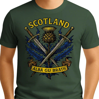 Scottish T-Shirt - Warrior Spirit Swords and Thistle - Celtic Wolfwear