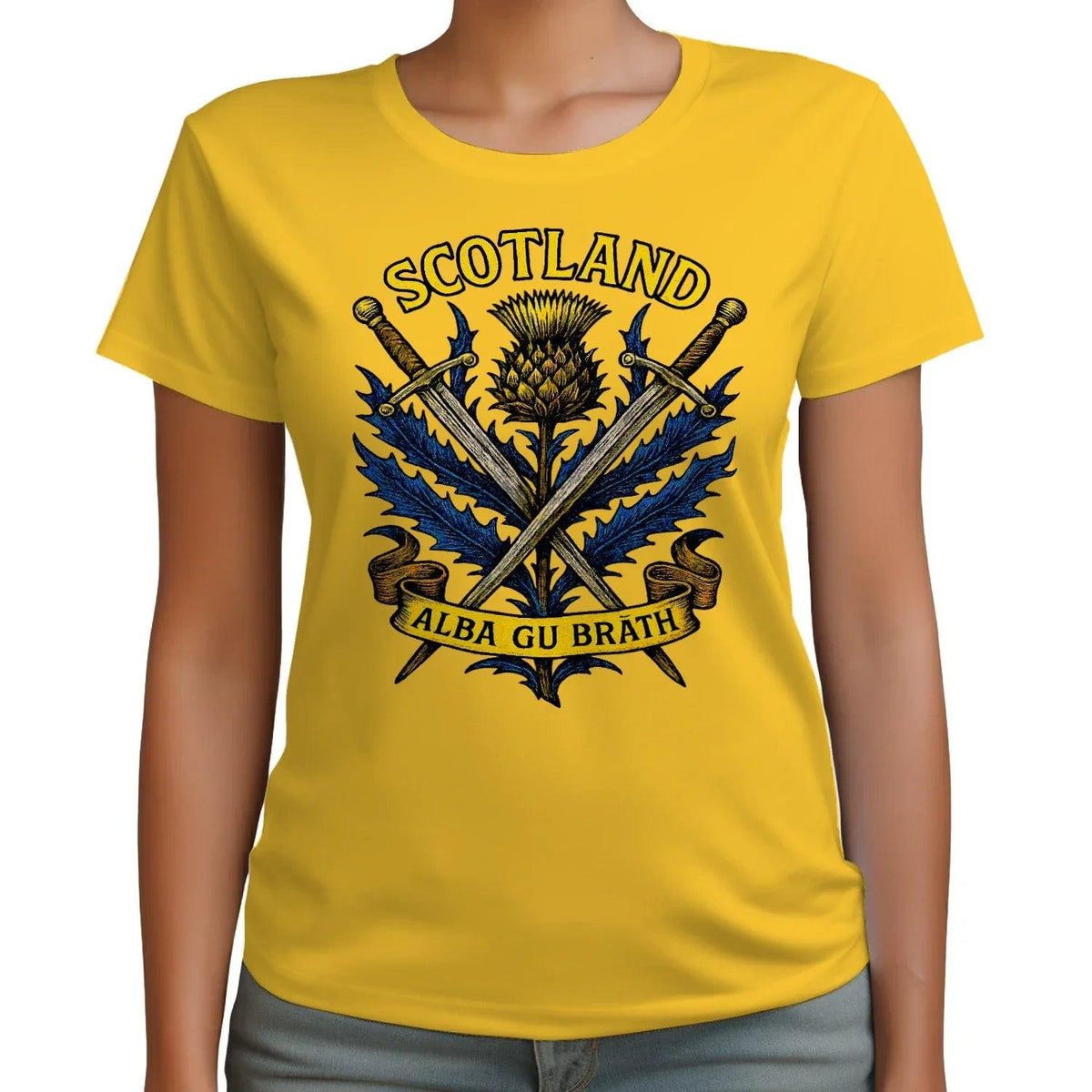 Scottish T-Shirt - Warrior Spirit Swords and Thistle - Celtic Wolfwear
