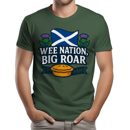 Scottish T-Shirt - Wee Nation Big Roar Unisex Streetwear - Celtic Wolfwear
