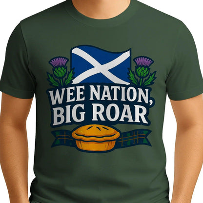Scottish T-Shirt - Wee Nation Big Roar Unisex Streetwear - Celtic Wolfwear