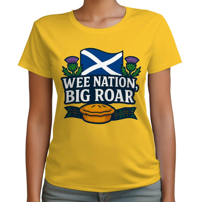 Scottish T-Shirt - Wee Nation Big Roar Unisex Streetwear - Celtic Wolfwear