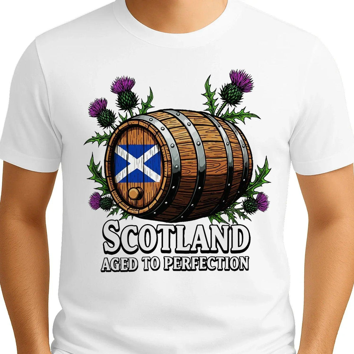 Scottish T-Shirt - Whisky Barrel Design Aged to Perfection - Celtic Wolfwear