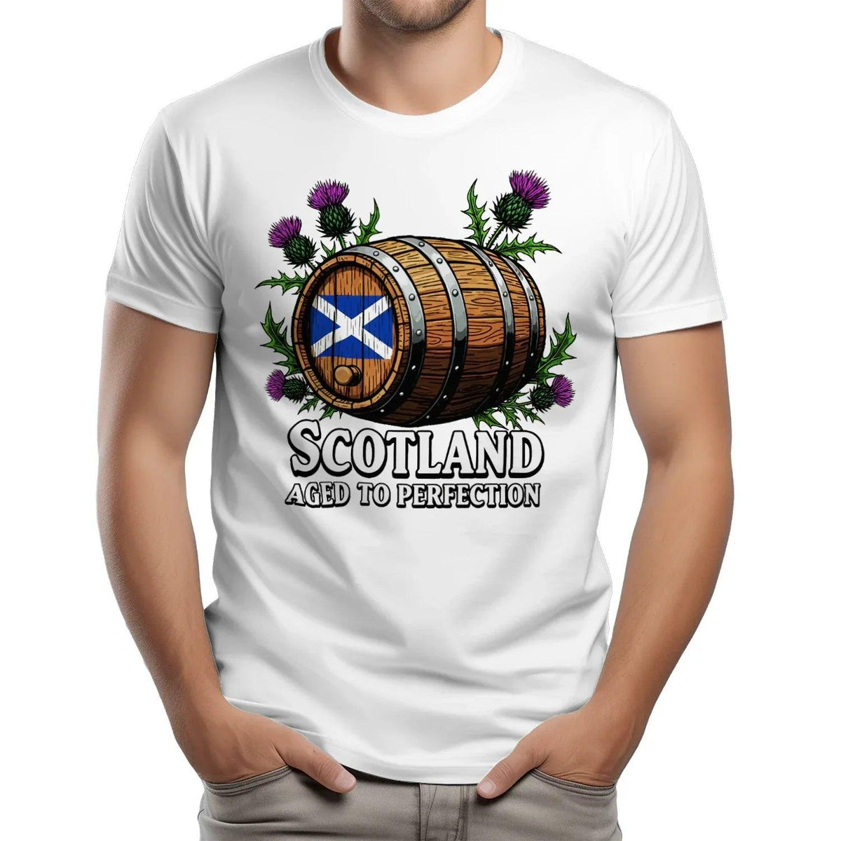 Scottish T-Shirt - Whisky Barrel Design Aged to Perfection - Celtic Wolfwear