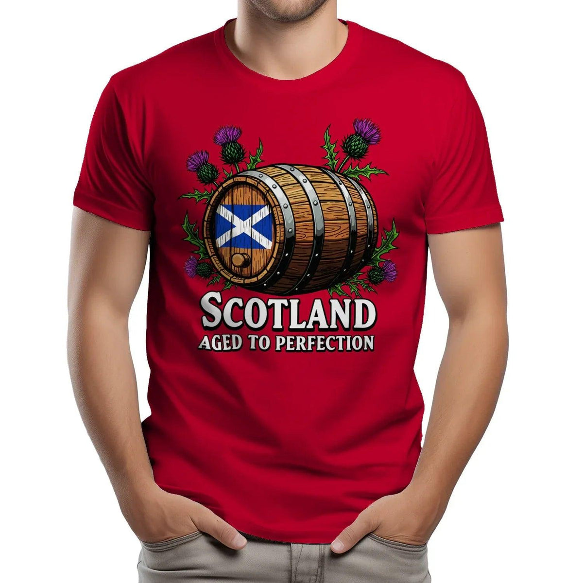 Scottish T-Shirt - Whisky Barrel Design Aged to Perfection - Celtic Wolfwear
