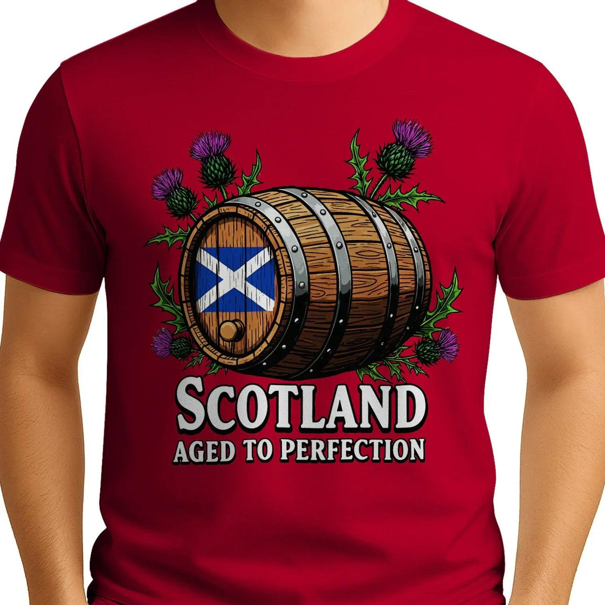 Scottish T-Shirt - Whisky Barrel Design Aged to Perfection - Celtic Wolfwear