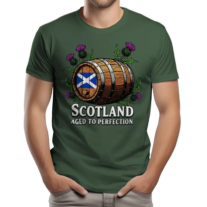 Scottish T-Shirt - Whisky Barrel Design Aged to Perfection - Celtic Wolfwear