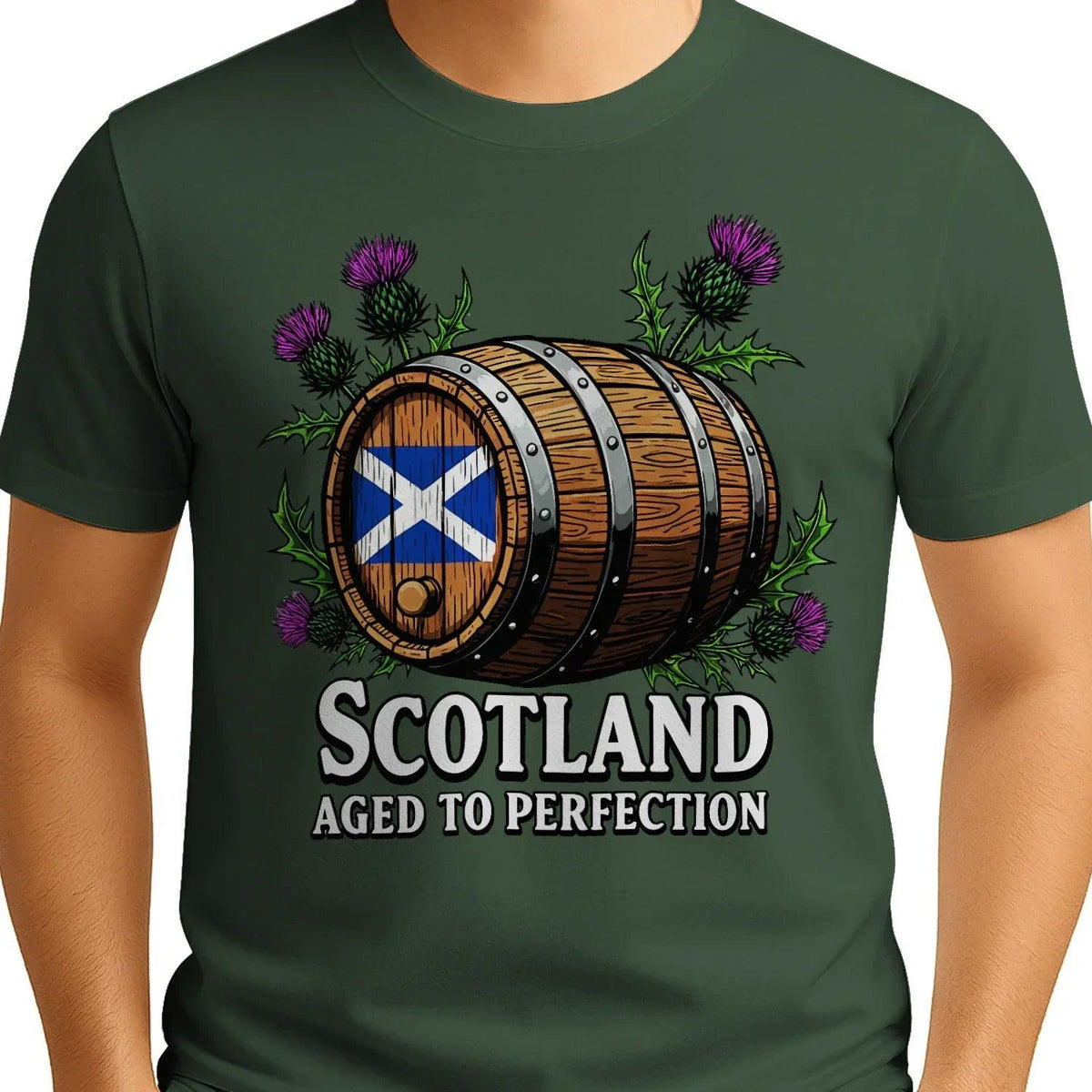Scottish T-Shirt - Whisky Barrel Design Aged to Perfection - Celtic Wolfwear