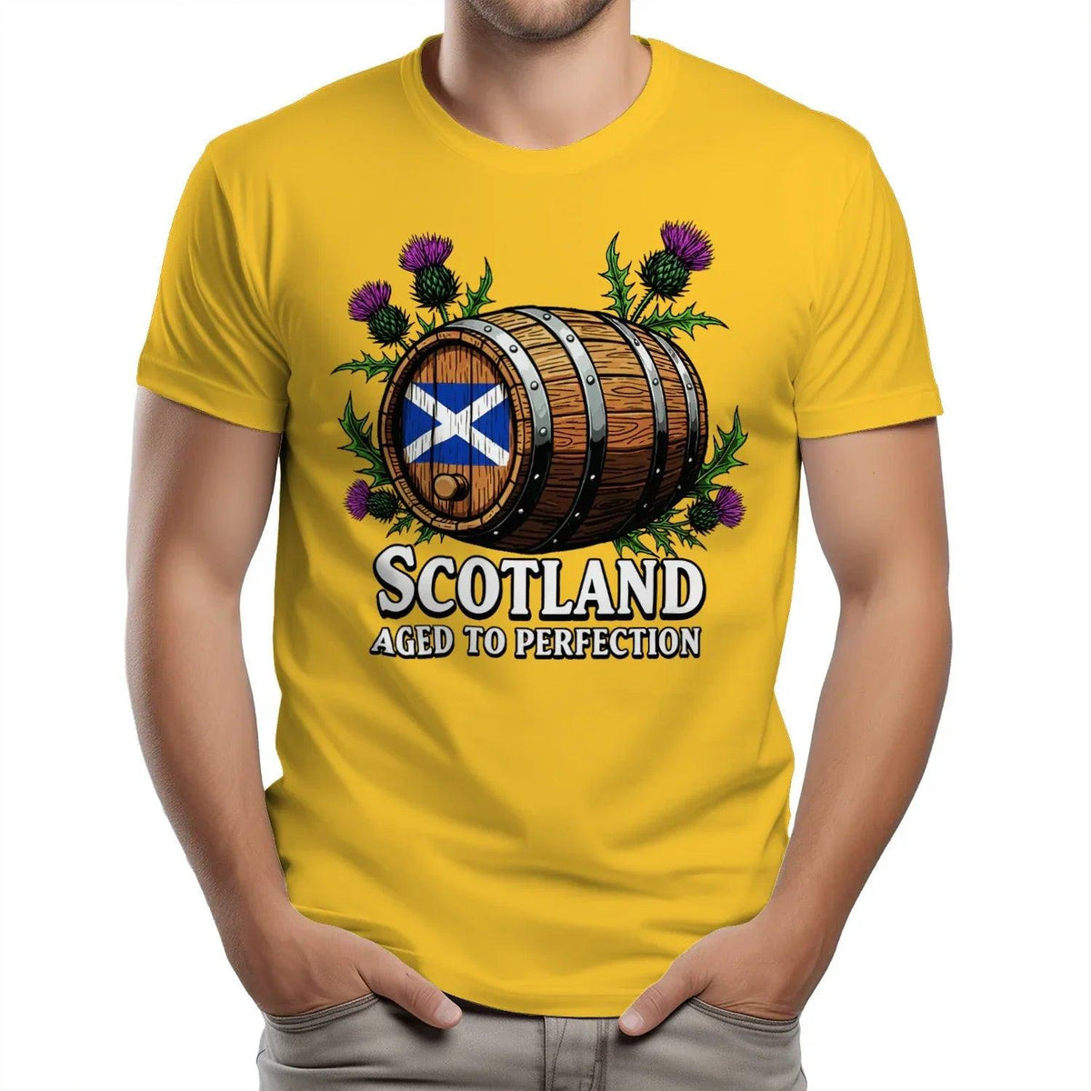Scottish T-Shirt - Whisky Barrel Design Aged to Perfection - Celtic Wolfwear