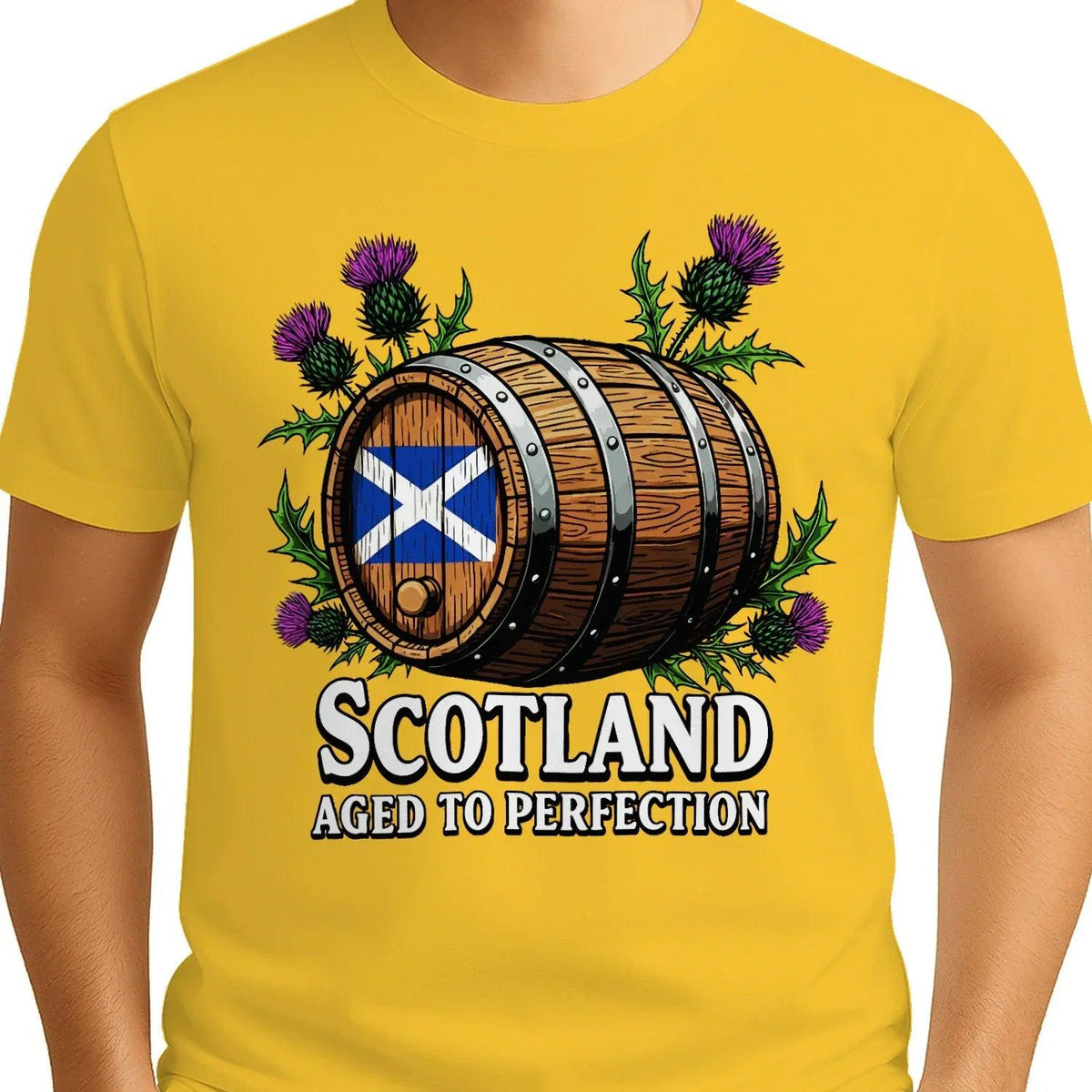 Scottish T-Shirt - Whisky Barrel Design Aged to Perfection - Celtic Wolfwear