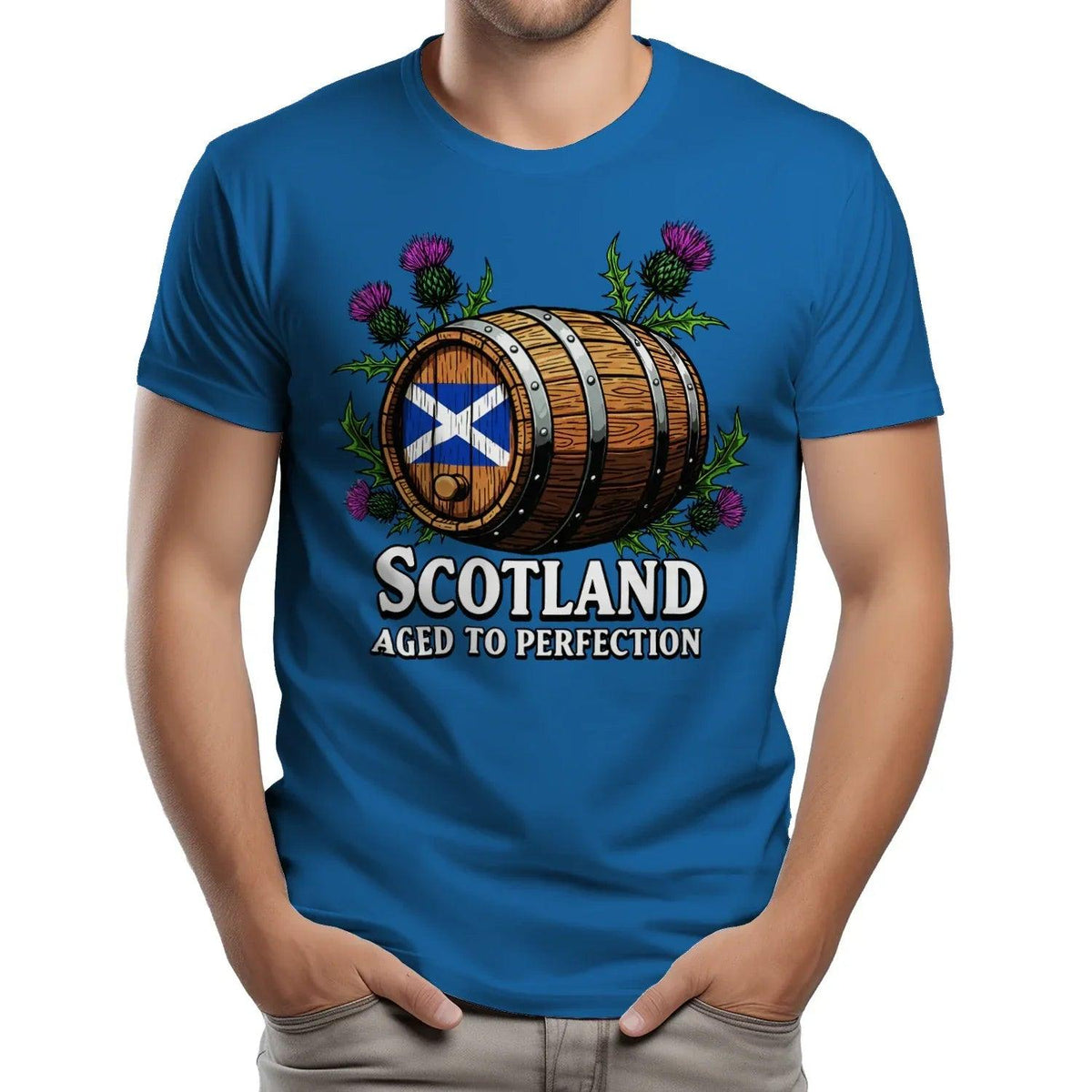 Scottish T-Shirt - Whisky Barrel Design Aged to Perfection - Celtic Wolfwear