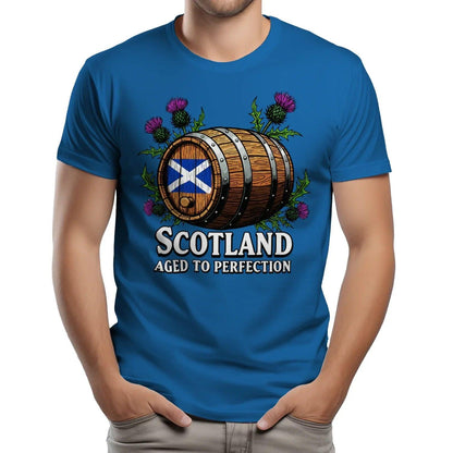 Scottish T-Shirt - Whisky Barrel Design Aged to Perfection - Celtic Wolfwear