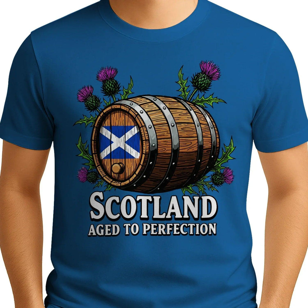 Scottish T-Shirt - Whisky Barrel Design Aged to Perfection - Celtic Wolfwear