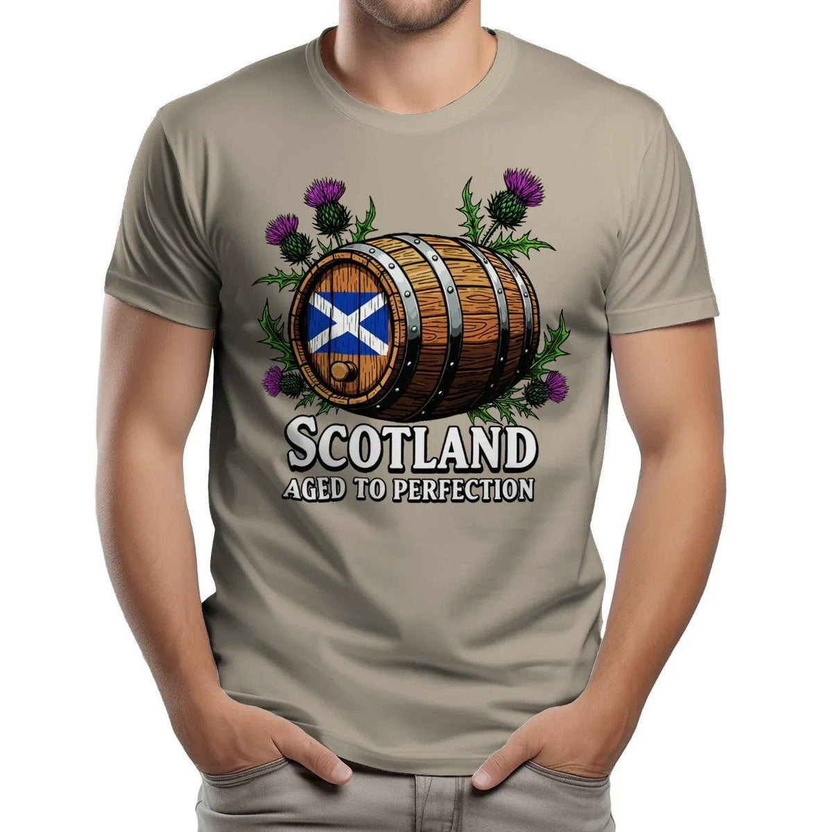Scottish T-Shirt - Whisky Barrel Design Aged to Perfection - Celtic Wolfwear