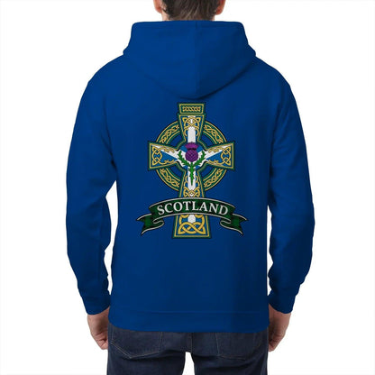 Scottish Zip Hoodie - Cross Heritage, Unisex Streetwear - Celtic Wolfwear
