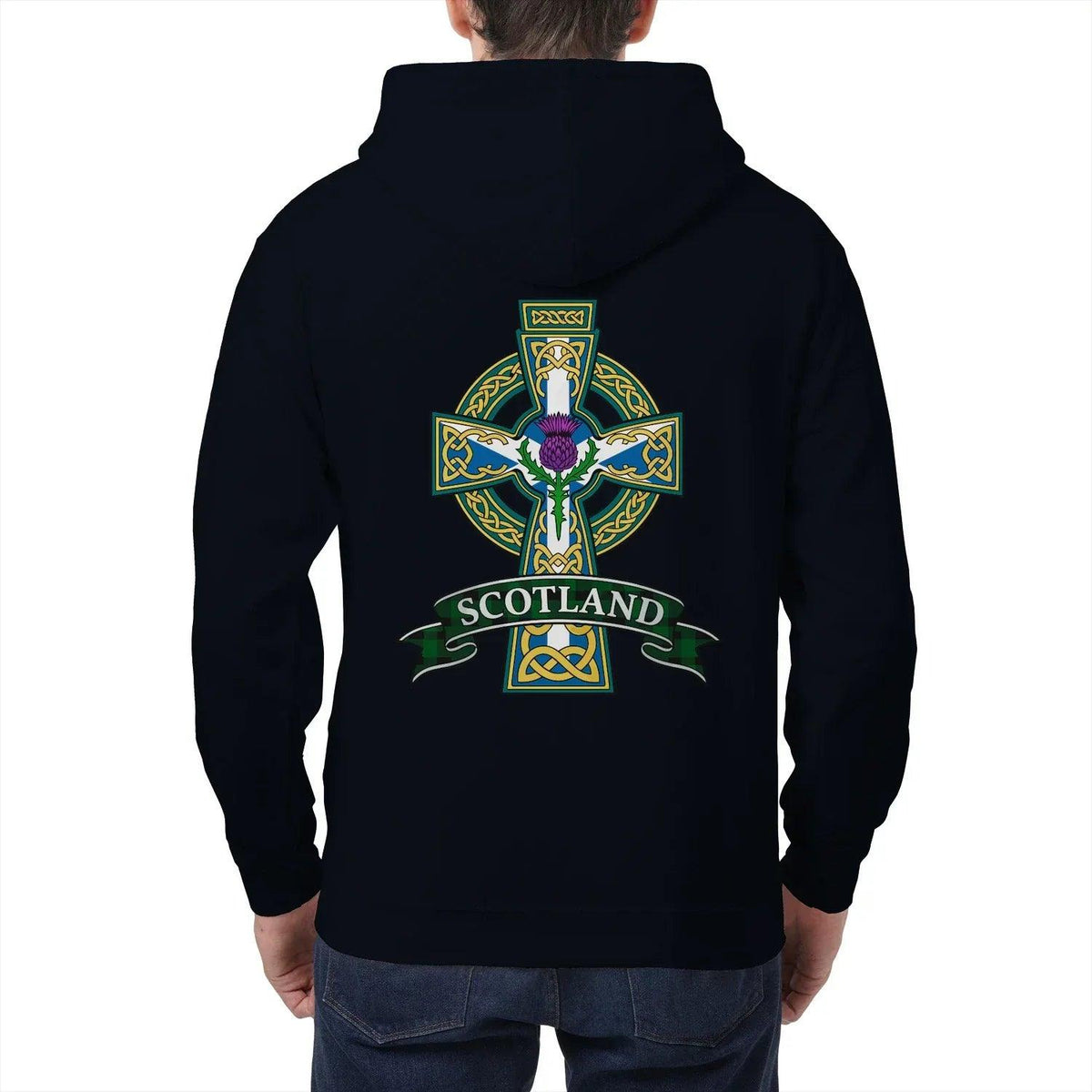 Scottish Zip Hoodie - Cross Heritage, Unisex Streetwear - Celtic Wolfwear