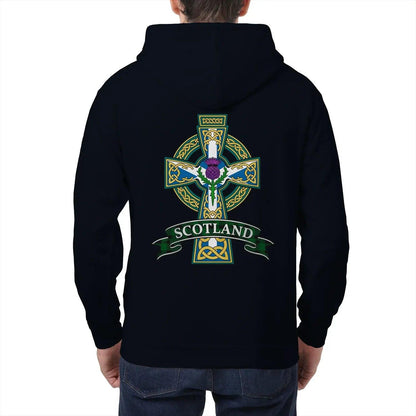 Scottish Zip Hoodie - Cross Heritage, Unisex Streetwear - Celtic Wolfwear