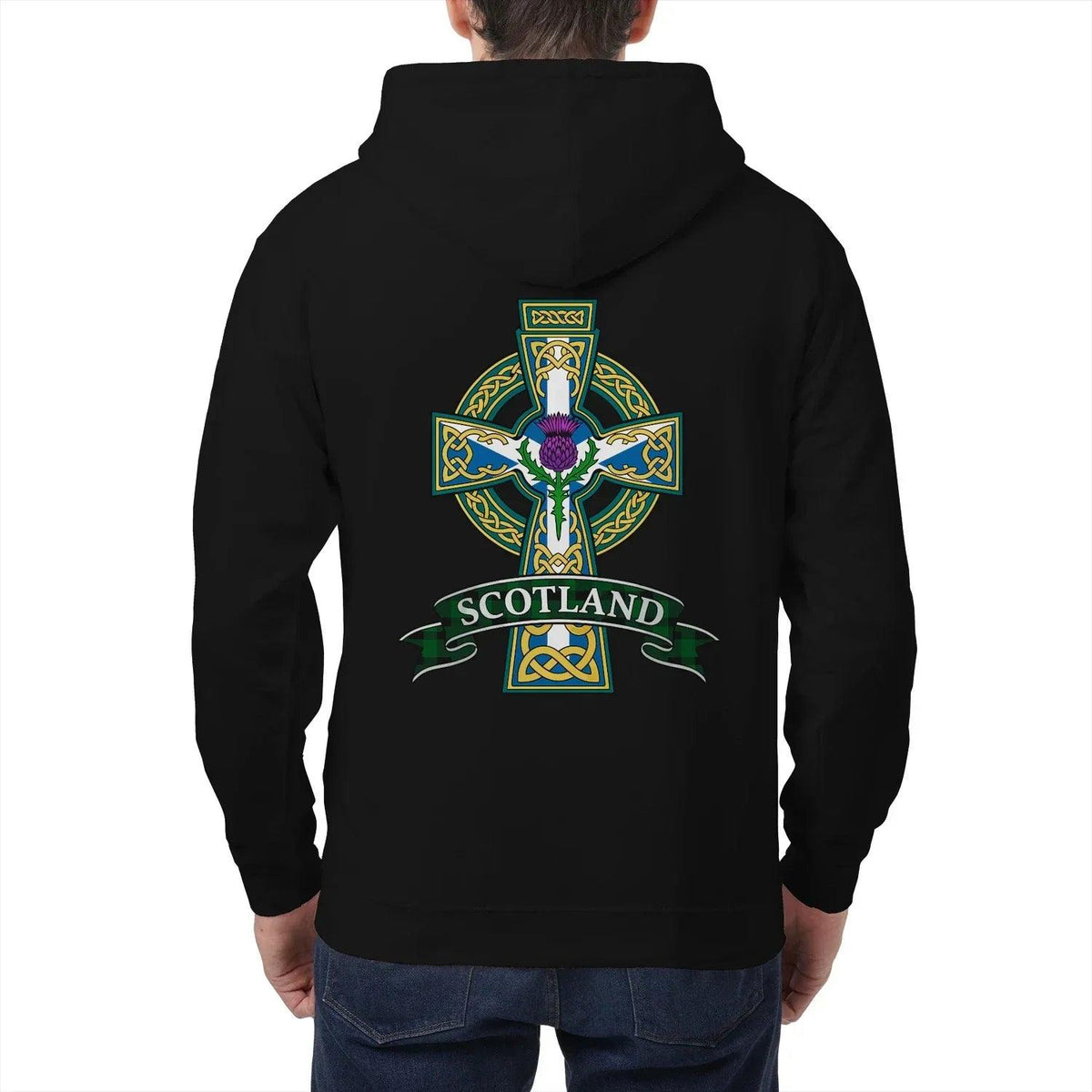 Scottish Zip Hoodie - Cross Heritage, Unisex Streetwear - Celtic Wolfwear