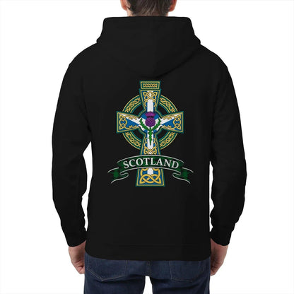 Scottish Zip Hoodie - Cross Heritage, Unisex Streetwear - Celtic Wolfwear