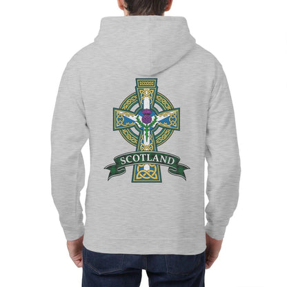 Scottish Zip Hoodie - Cross Heritage, Unisex Streetwear - Celtic Wolfwear