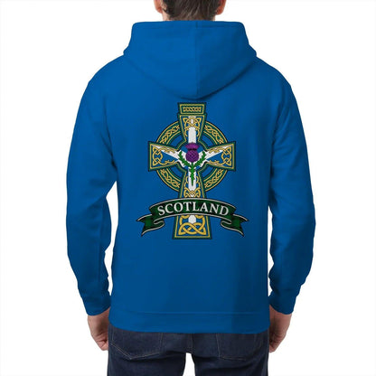 Scottish Zip Hoodie - Cross Heritage, Unisex Streetwear - Celtic Wolfwear