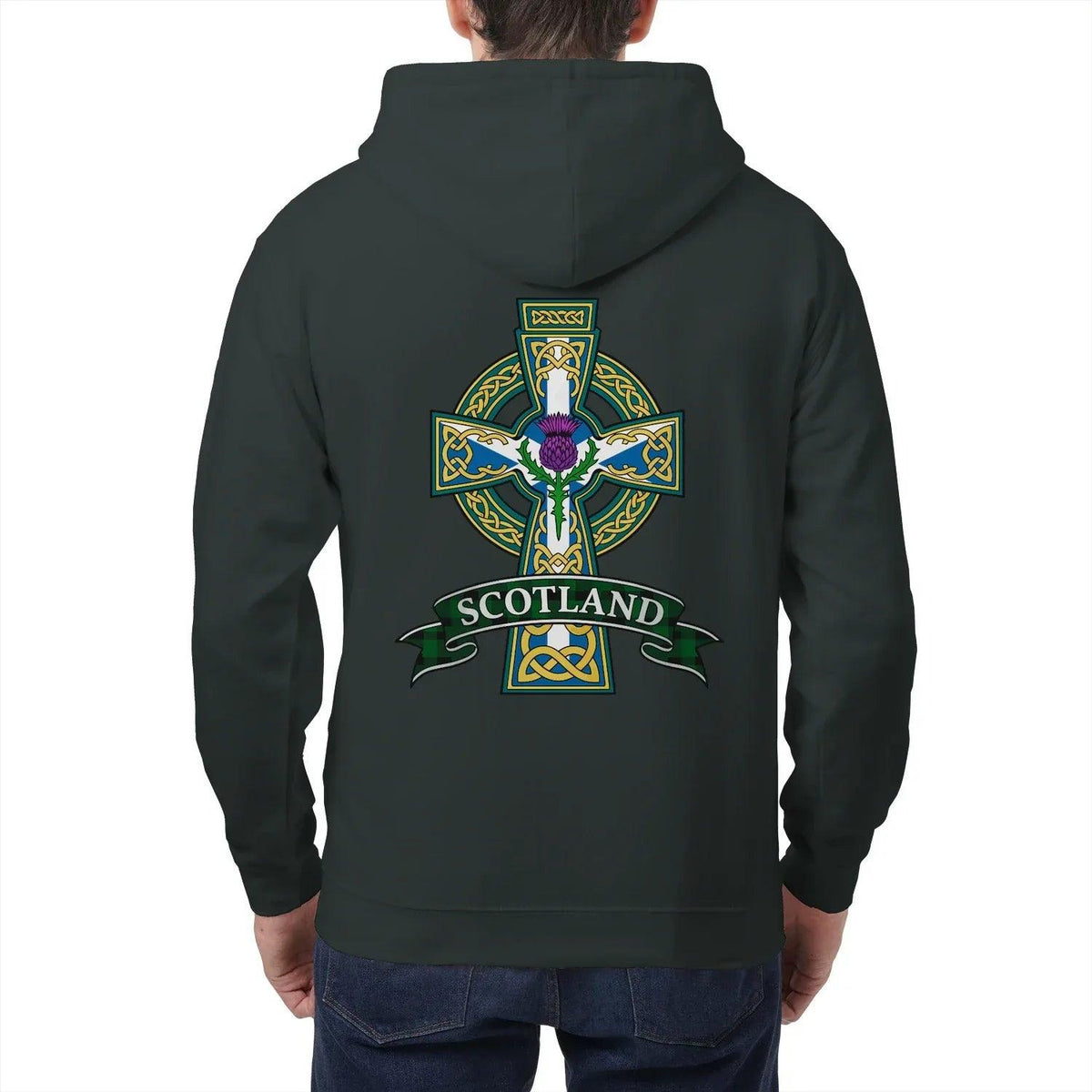 Scottish Zip Hoodie - Cross Heritage, Unisex Streetwear - Celtic Wolfwear