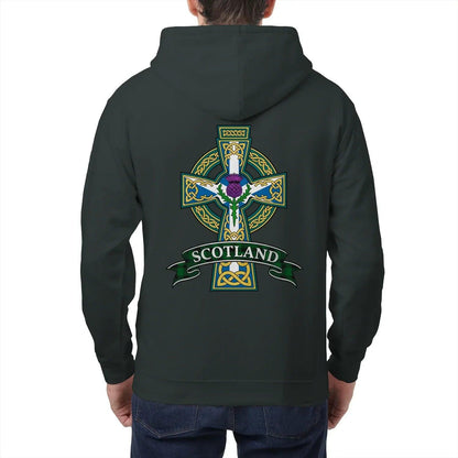 Scottish Zip Hoodie - Cross Heritage, Unisex Streetwear - Celtic Wolfwear