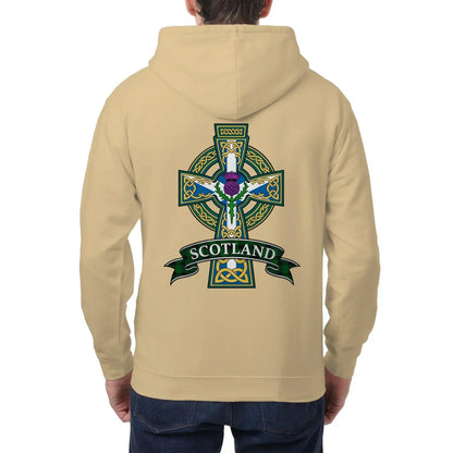 Scottish Zip Hoodie - Cross Heritage, Unisex Streetwear - Celtic Wolfwear