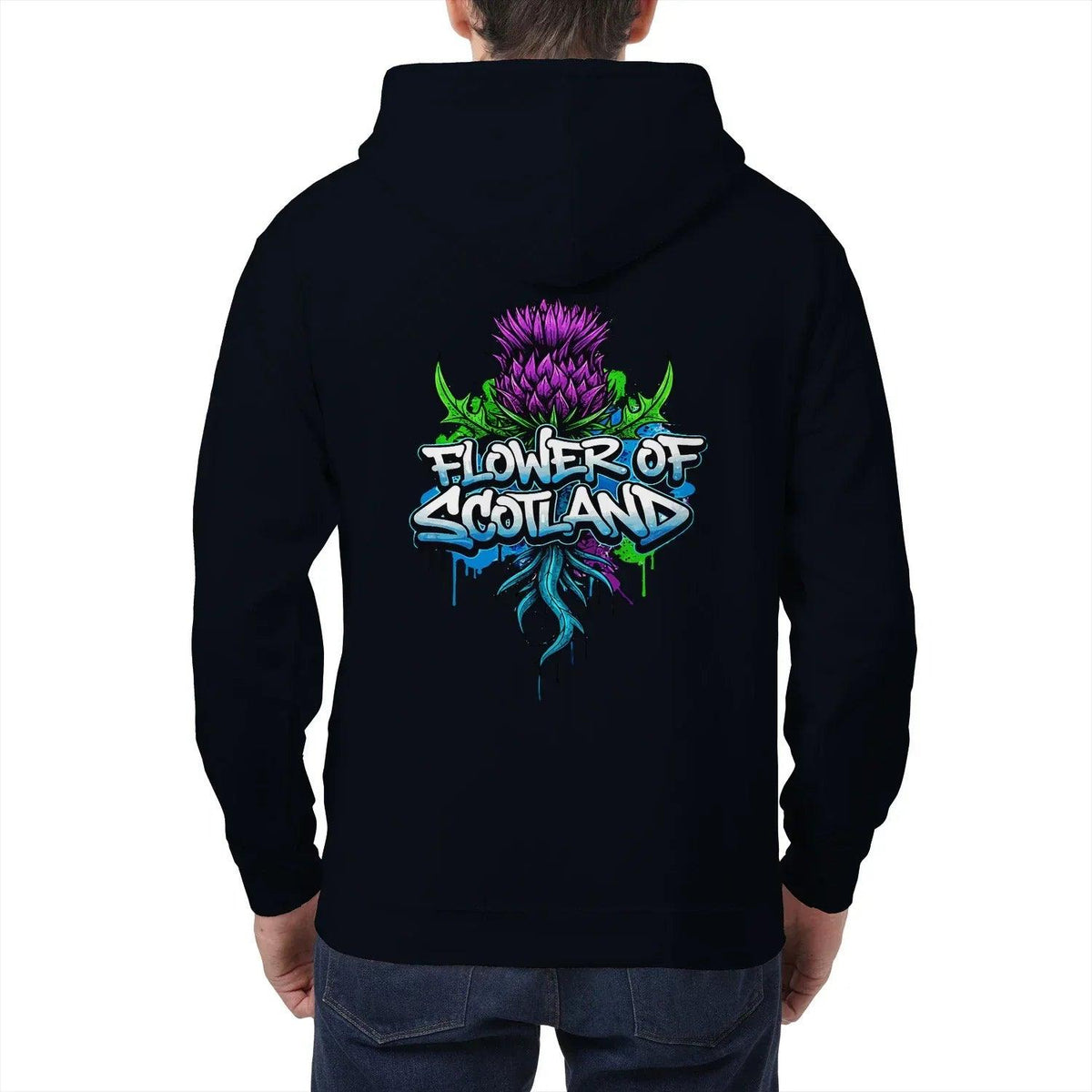Scottish Zip Hoodie - Flower, Premium Unisex Streetwear - Celtic Wolfwear