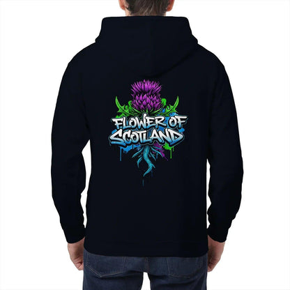 Scottish Zip Hoodie - Flower, Premium Unisex Streetwear - Celtic Wolfwear