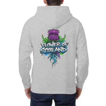 Scottish Zip Hoodie - Flower, Premium Unisex Streetwear - Celtic Wolfwear