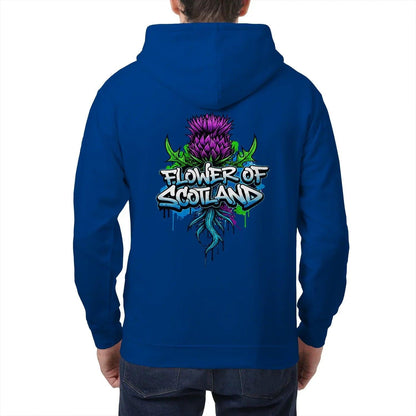 Scottish Zip Hoodie - Flower, Premium Unisex Streetwear - Celtic Wolfwear