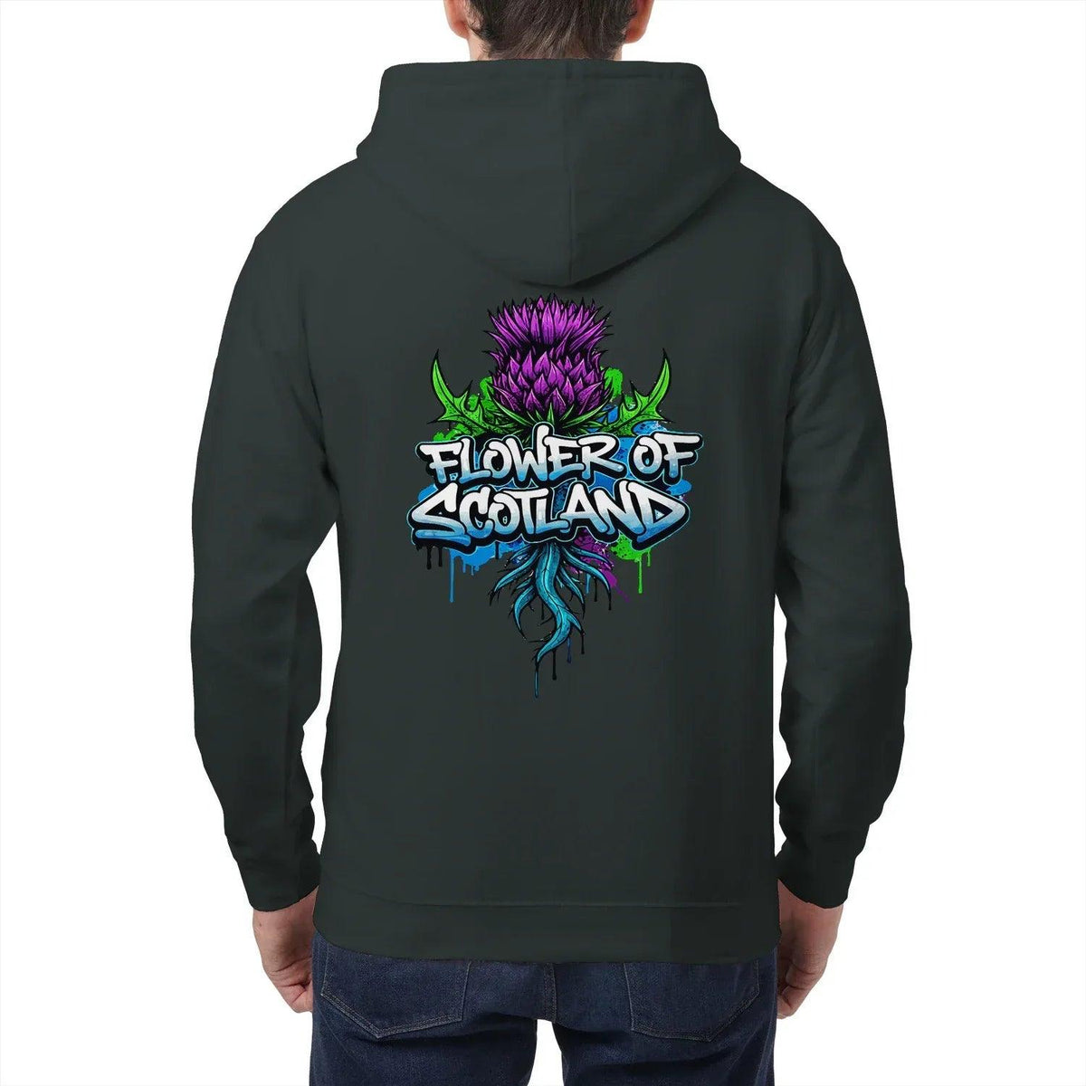Scottish Zip Hoodie - Flower, Premium Unisex Streetwear - Celtic Wolfwear