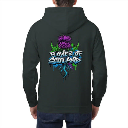 Scottish Zip Hoodie - Flower, Premium Unisex Streetwear - Celtic Wolfwear