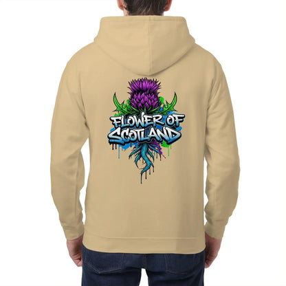 Scottish Zip Hoodie - Flower, Premium Unisex Streetwear - Celtic Wolfwear