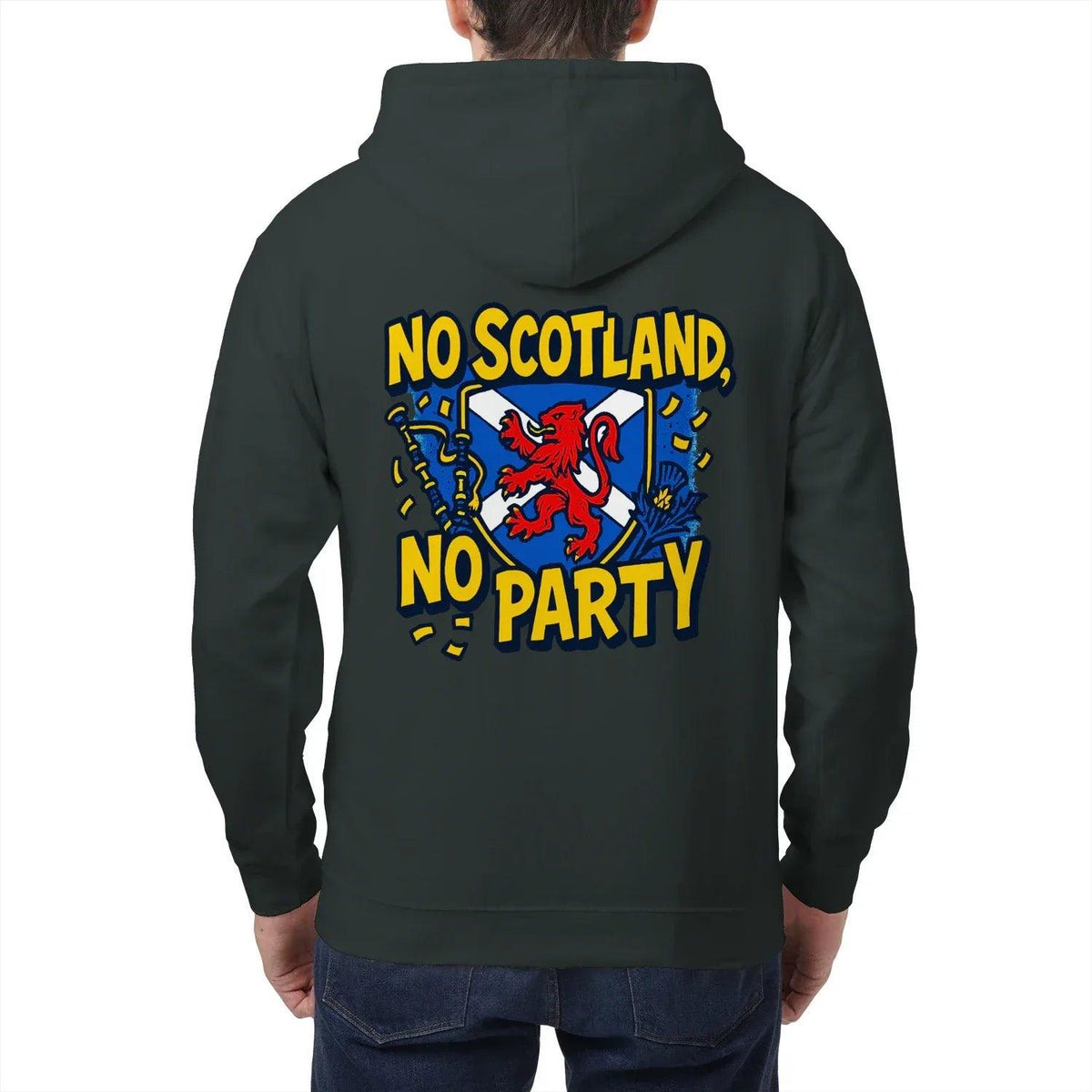 Scottish Zip Hoodie - No Party Floral Crest, Unisex - Celtic Wolfwear