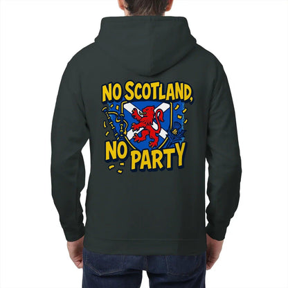 Scottish Zip Hoodie - No Party Floral Crest, Unisex - Celtic Wolfwear