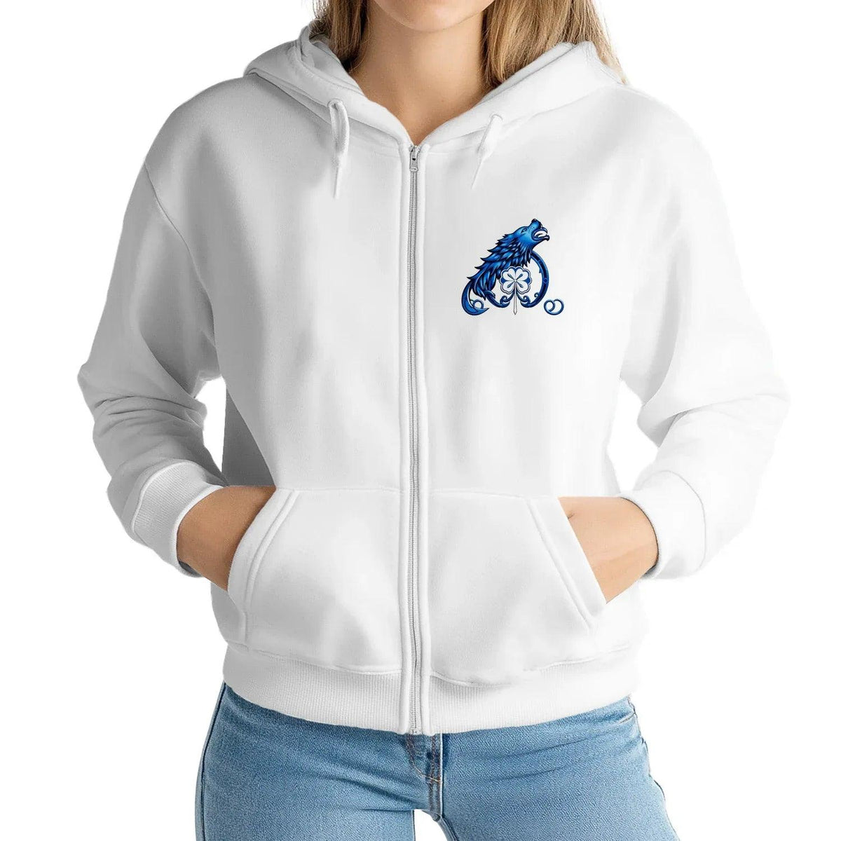 Scottish Zip Hoodie - No Party Floral Crest, Unisex - Celtic Wolfwear