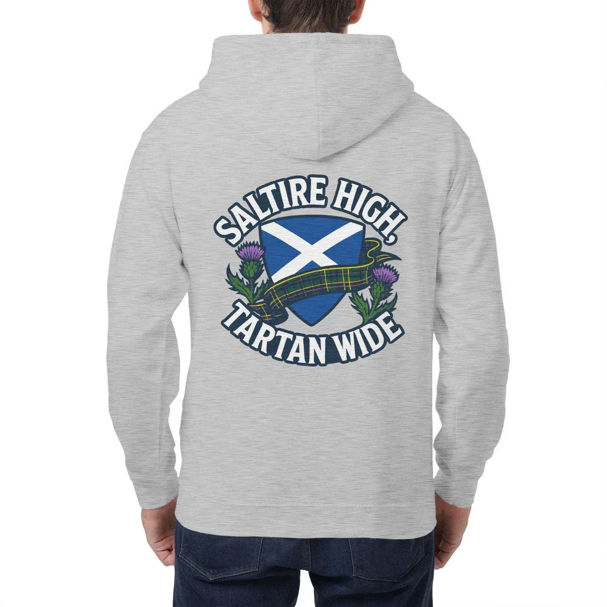 Scottish Zip Hoodie - Saltire Tartan, Unisex Streetwear - Celtic Wolfwear