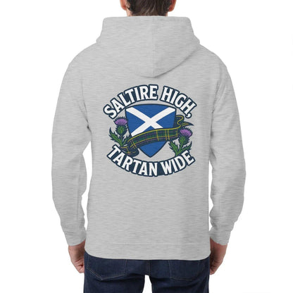 Scottish Zip Hoodie - Saltire Tartan, Unisex Streetwear - Celtic Wolfwear