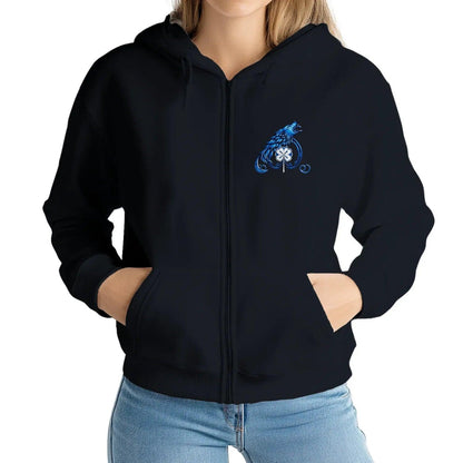 Scottish Zip Hoodie - Saltire Tartan, Unisex Streetwear - Celtic Wolfwear