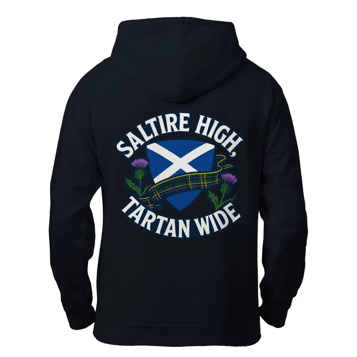 Scottish Zip Hoodie - Saltire Tartan, Unisex Streetwear - Celtic Wolfwear