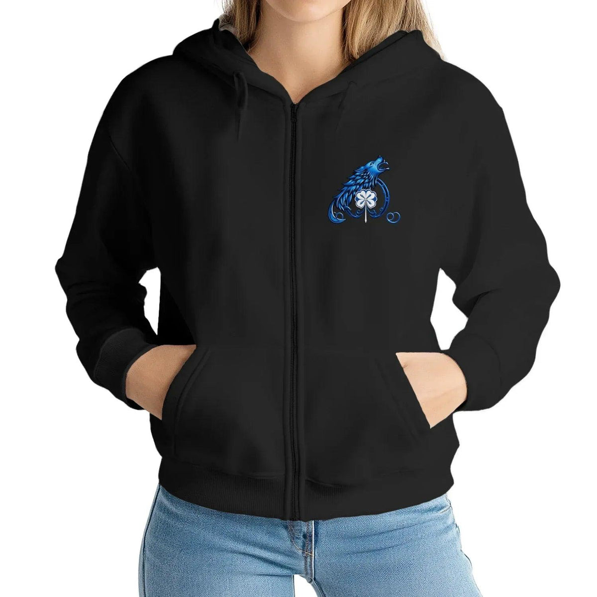 Scottish Zip Hoodie - Saltire Tartan, Unisex Streetwear - Celtic Wolfwear