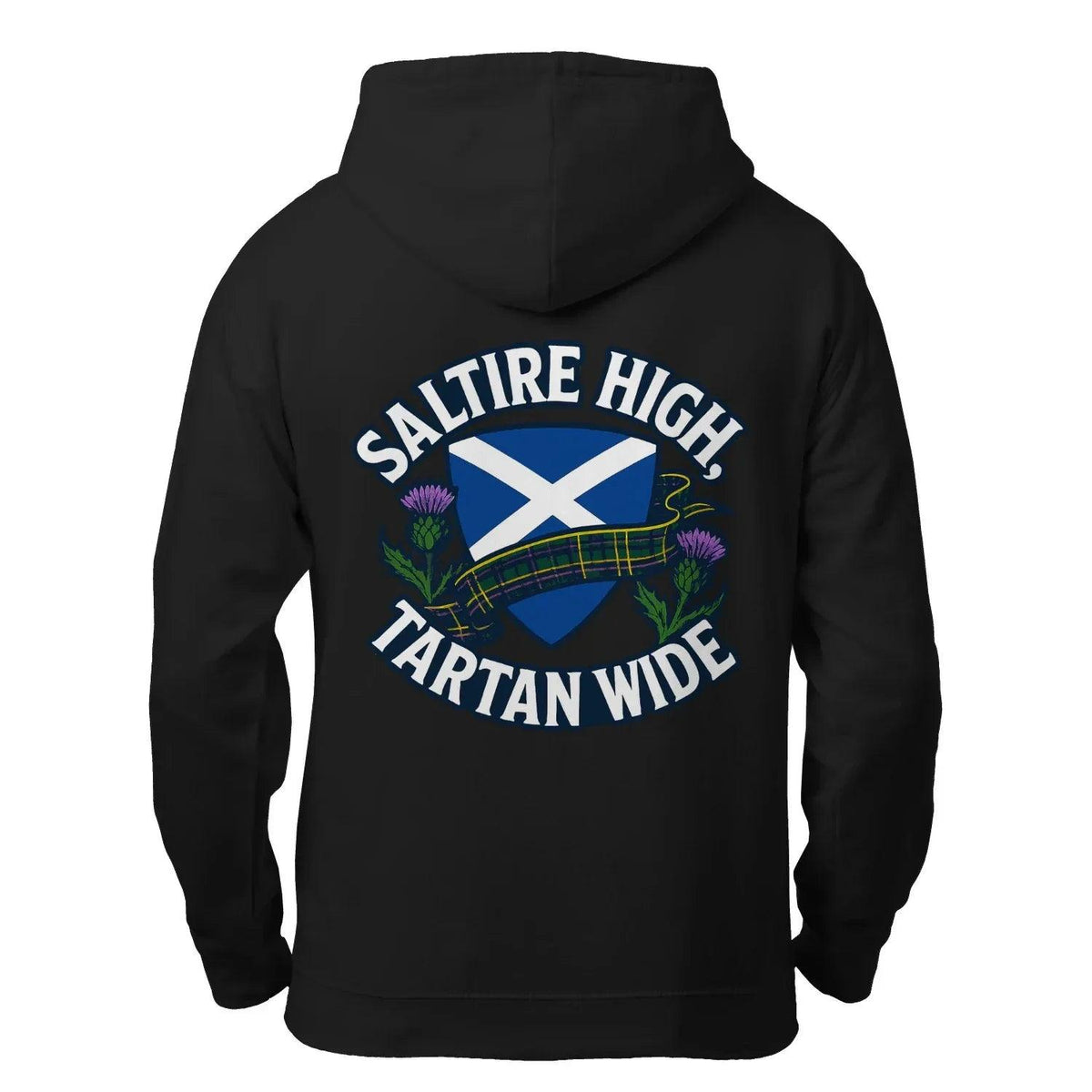 Scottish Zip Hoodie - Saltire Tartan, Unisex Streetwear - Celtic Wolfwear