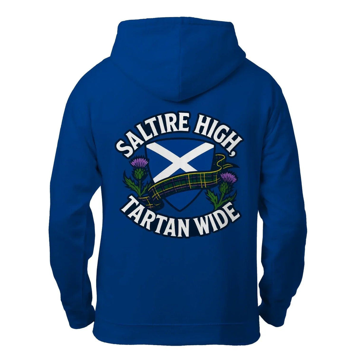 Scottish Zip Hoodie - Saltire Tartan, Unisex Streetwear - Celtic Wolfwear