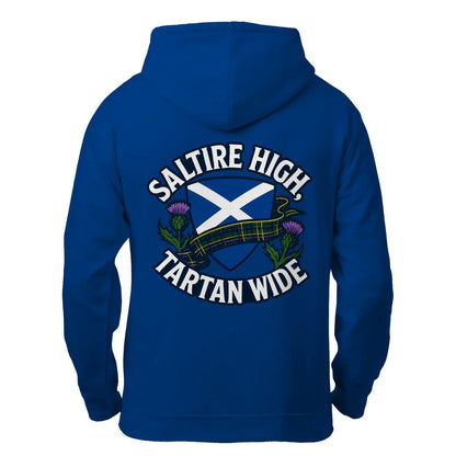 Scottish Zip Hoodie - Saltire Tartan, Unisex Streetwear - Celtic Wolfwear