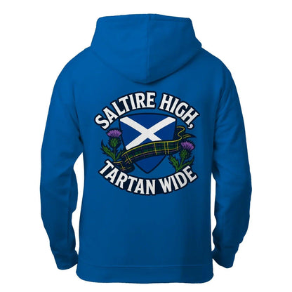 Scottish Zip Hoodie - Saltire Tartan, Unisex Streetwear - Celtic Wolfwear