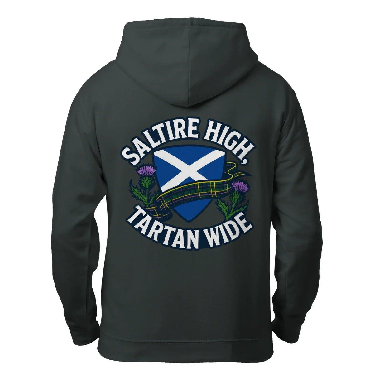 Scottish Zip Hoodie - Saltire Tartan, Unisex Streetwear - Celtic Wolfwear