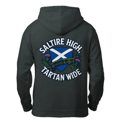 Scottish Zip Hoodie - Saltire Tartan, Unisex Streetwear - Celtic Wolfwear